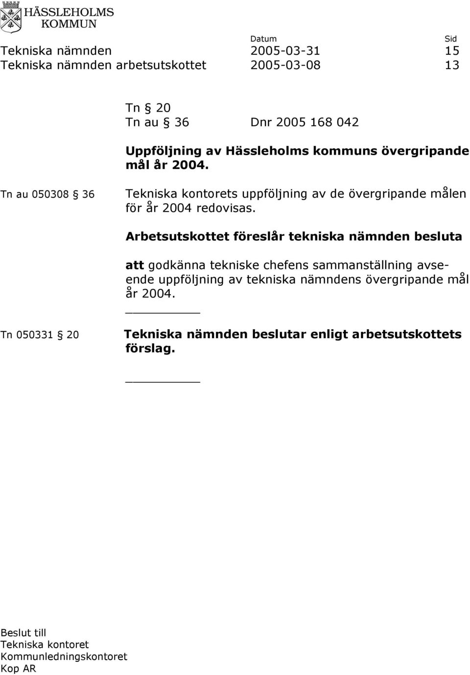 Arbetsutskottet föreslår tekniska nämnden besluta att godkänna tekniske chefens sammanställning avseende uppföljning av tekniska