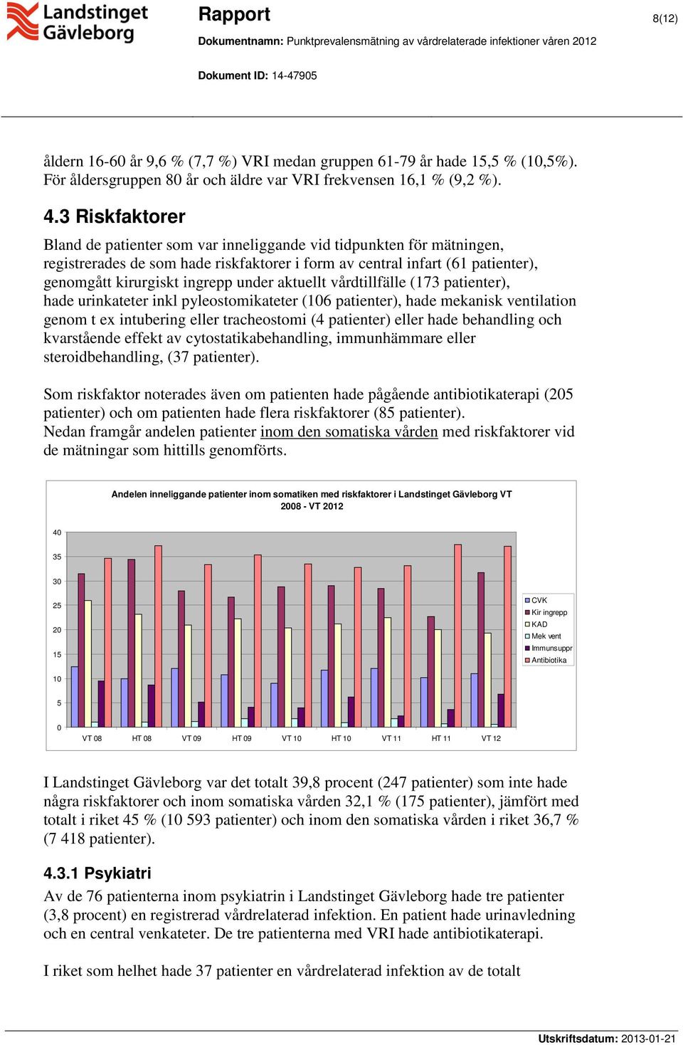 aktuellt vårdtillfälle (173 patienter), hade urinkateter inkl pyleostomikateter (106 patienter), hade mekanisk ventilation genom t ex intubering eller tracheostomi (4 patienter) eller hade behandling