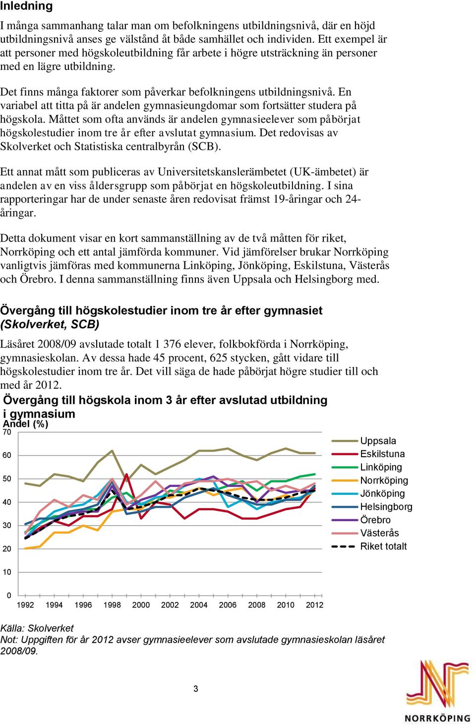 En variabel att titta på är andelen gymnasieungdomar som fortsätter studera på högskola.