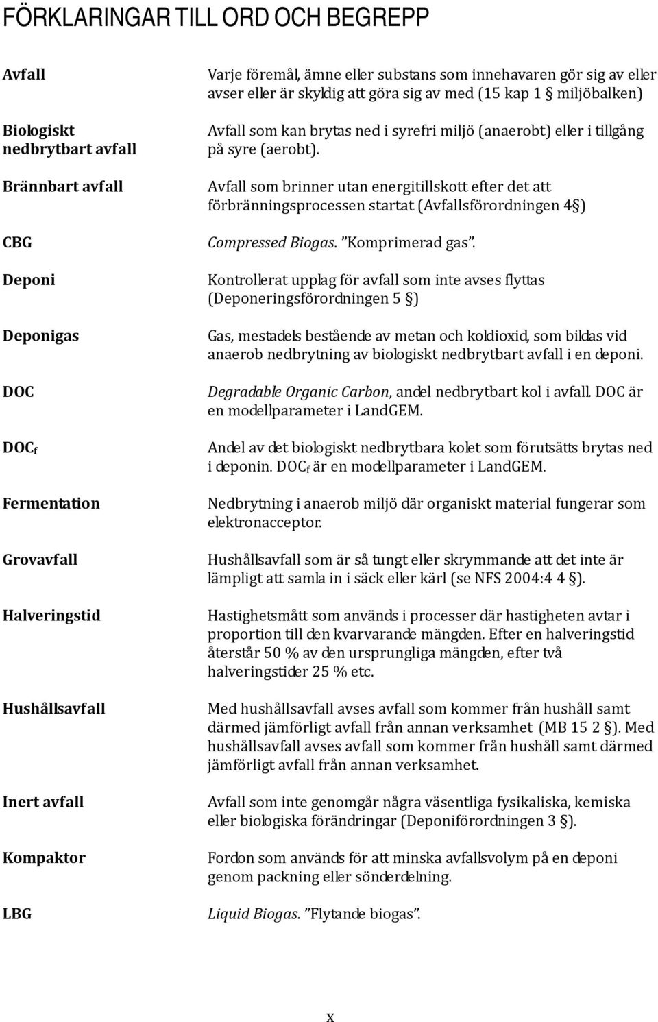 tillgång på syre (aerobt). Avfall som brinner utan energitillskott efter det att förbränningsprocessen startat (Avfallsförordningen 4 ) Compressed Biogas. Komprimerad gas.