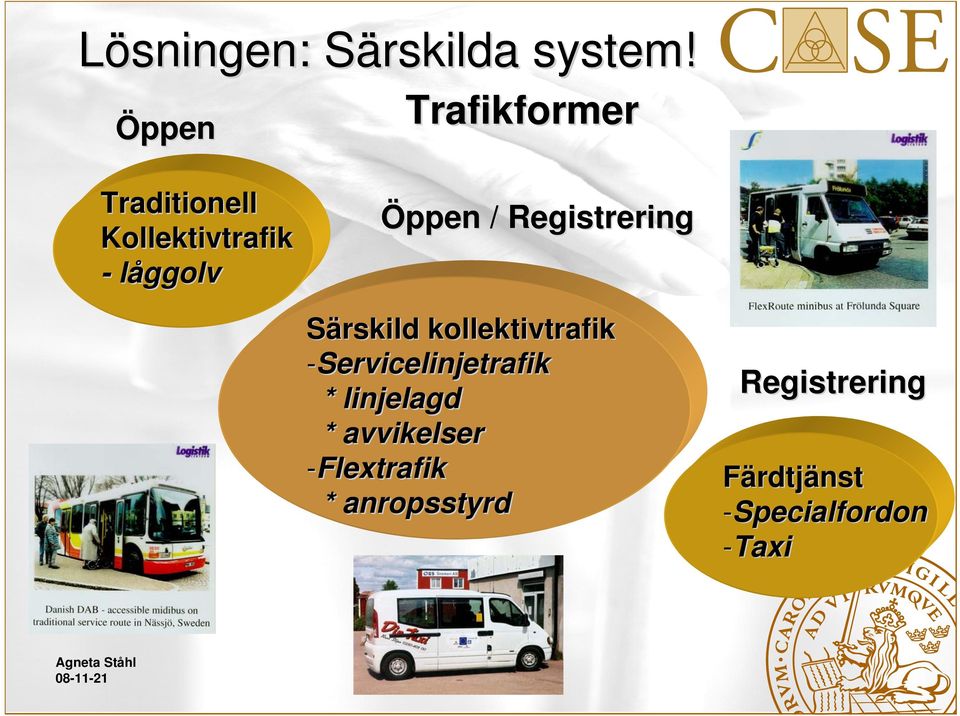 Öppen / Registrering Särskild kollektivtrafik