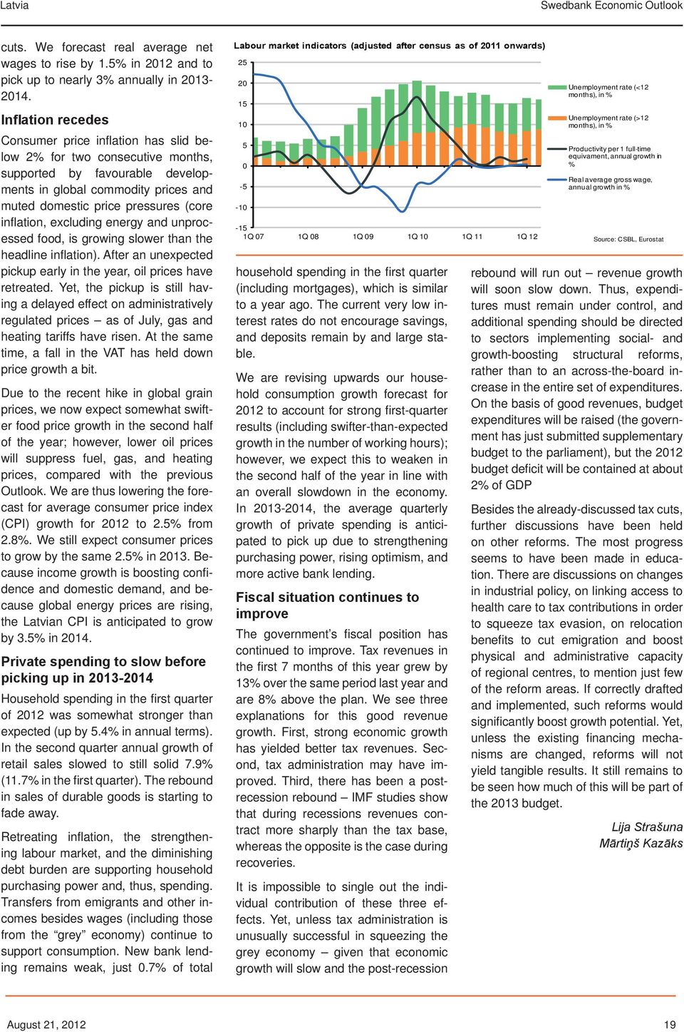 ation, excluding energy and unprocessed food, is growing slower than the headline infl ation). After an unexpected pickup early in the year, oil prices have retreated.