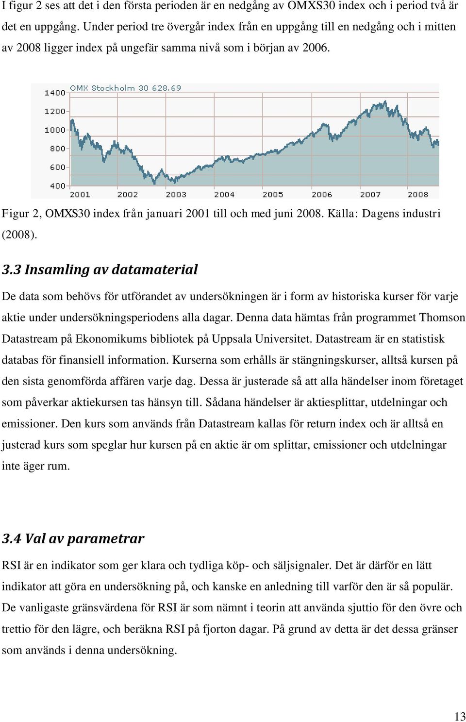Figur 2, OMXS30 index från januari 2001 till och med juni 2008. Källa: Dagens industri (2008). 3.