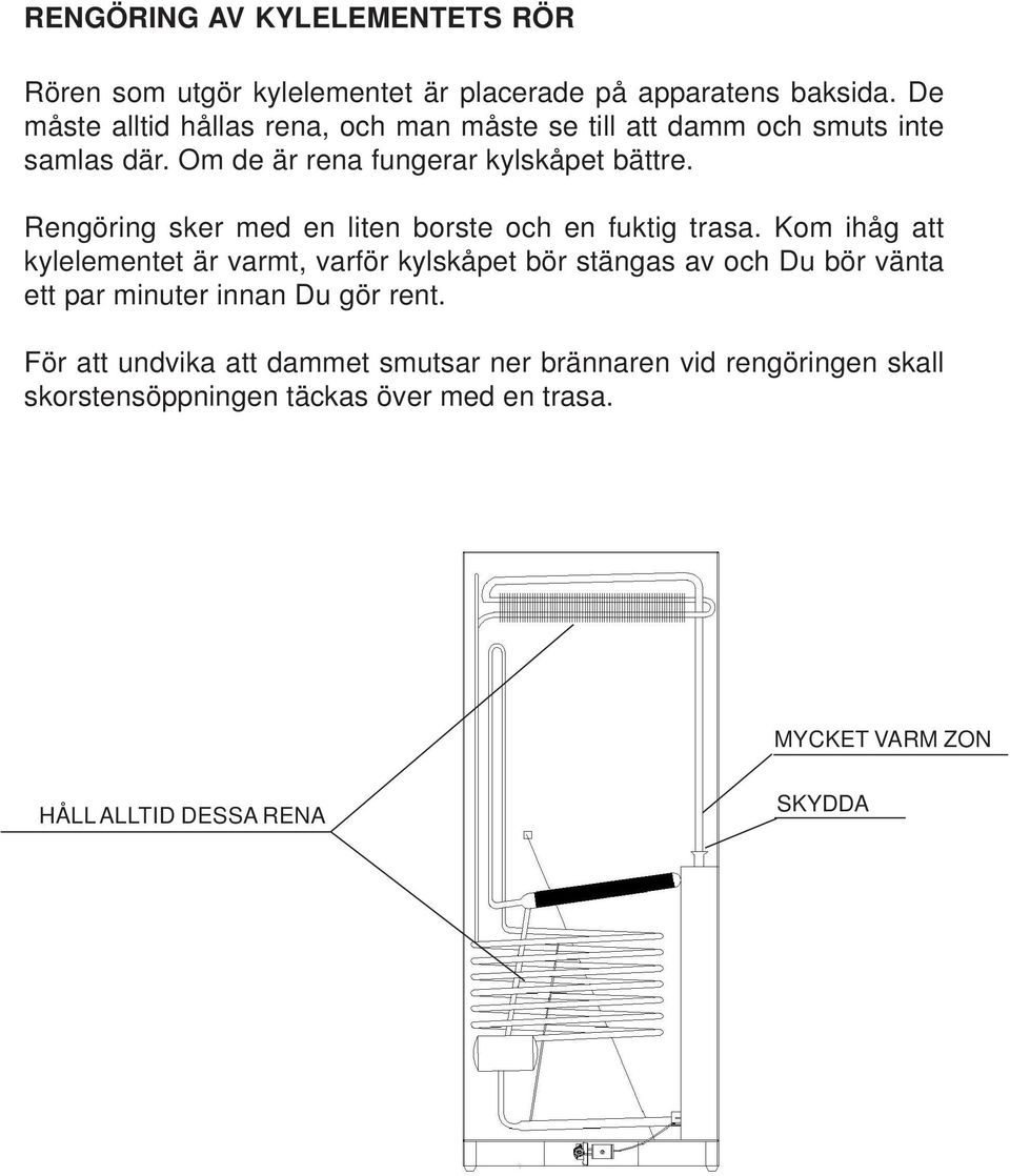 Rengöring sker med en liten borste och en fuktig trasa.