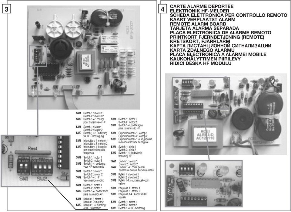 Switch : moteur SW Switch -4 : codage pour transmission HF SW Switch : Motor Switch : Motor SW Switch -4 : Codierung für HF-Übertragung SW Interruttore : motore Interruttore : motore SW Interruttore