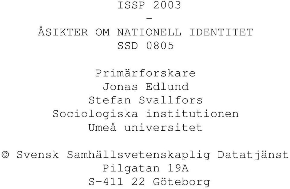 Sociologiska institutionen Umeå universitet Svensk