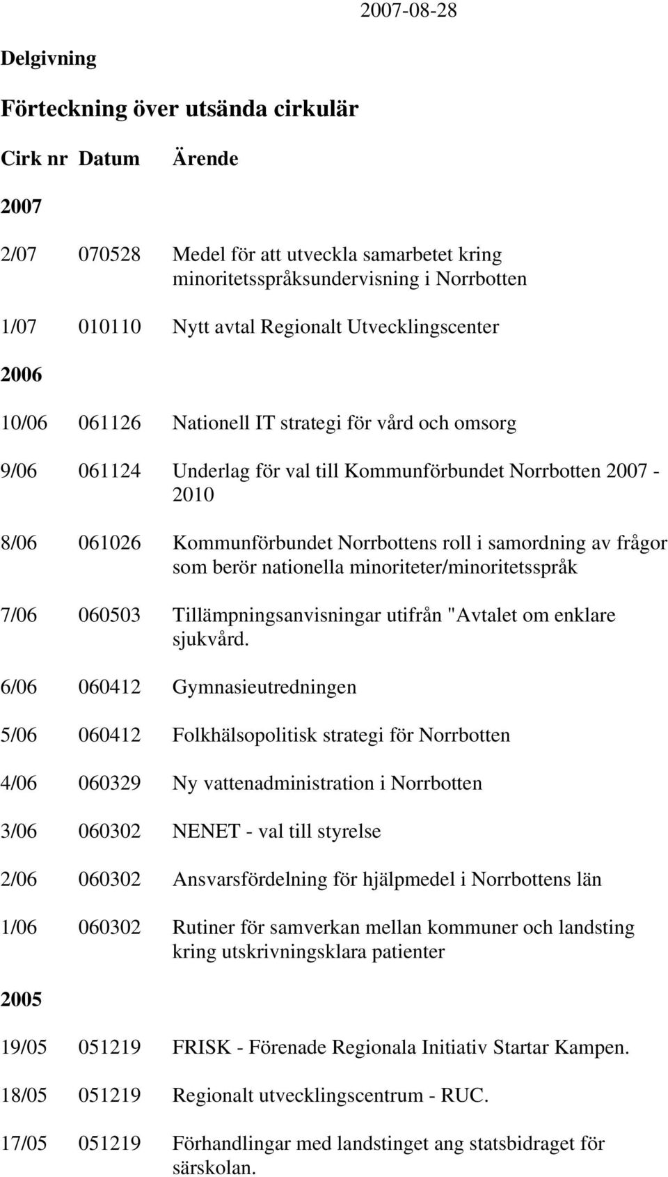 roll i samordning av frågor som berör nationella minoriteter/minoritetsspråk 7/06 060503 Tillämpningsanvisningar utifrån "Avtalet om enklare sjukvård.