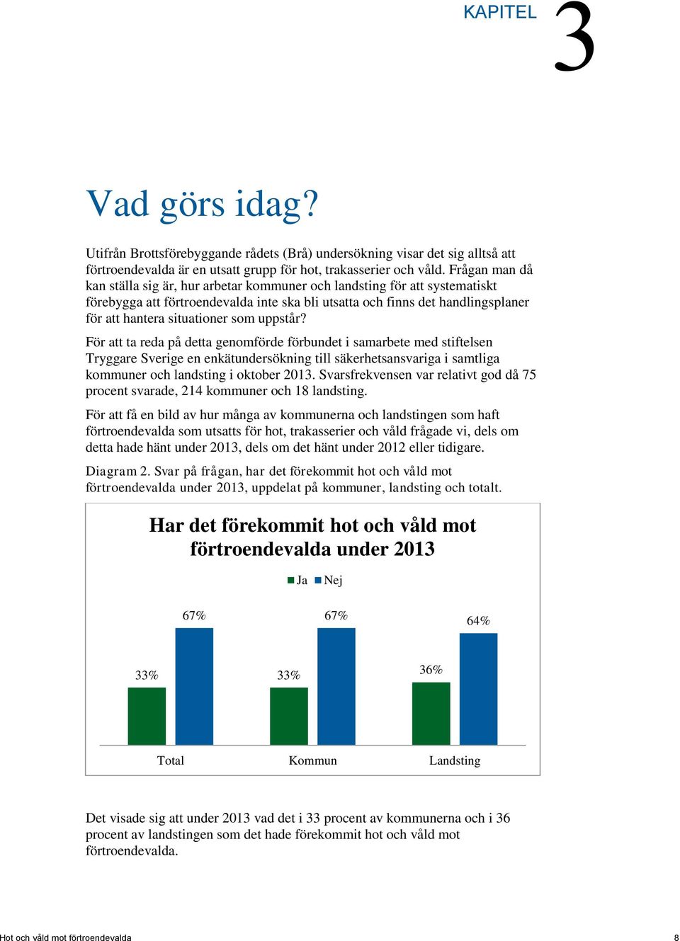 som uppstår? För att ta reda på detta genomförde förbundet i samarbete med stiftelsen Tryggare Sverige en enkätundersökning till säkerhetsansvariga i samtliga kommuner och landsting i oktober 2013.