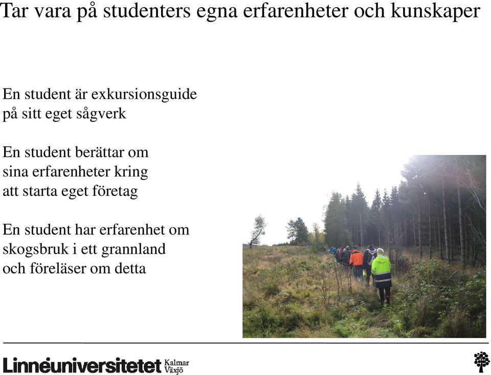 erfarenheter kring att starta eget företag En student har erfarenhet