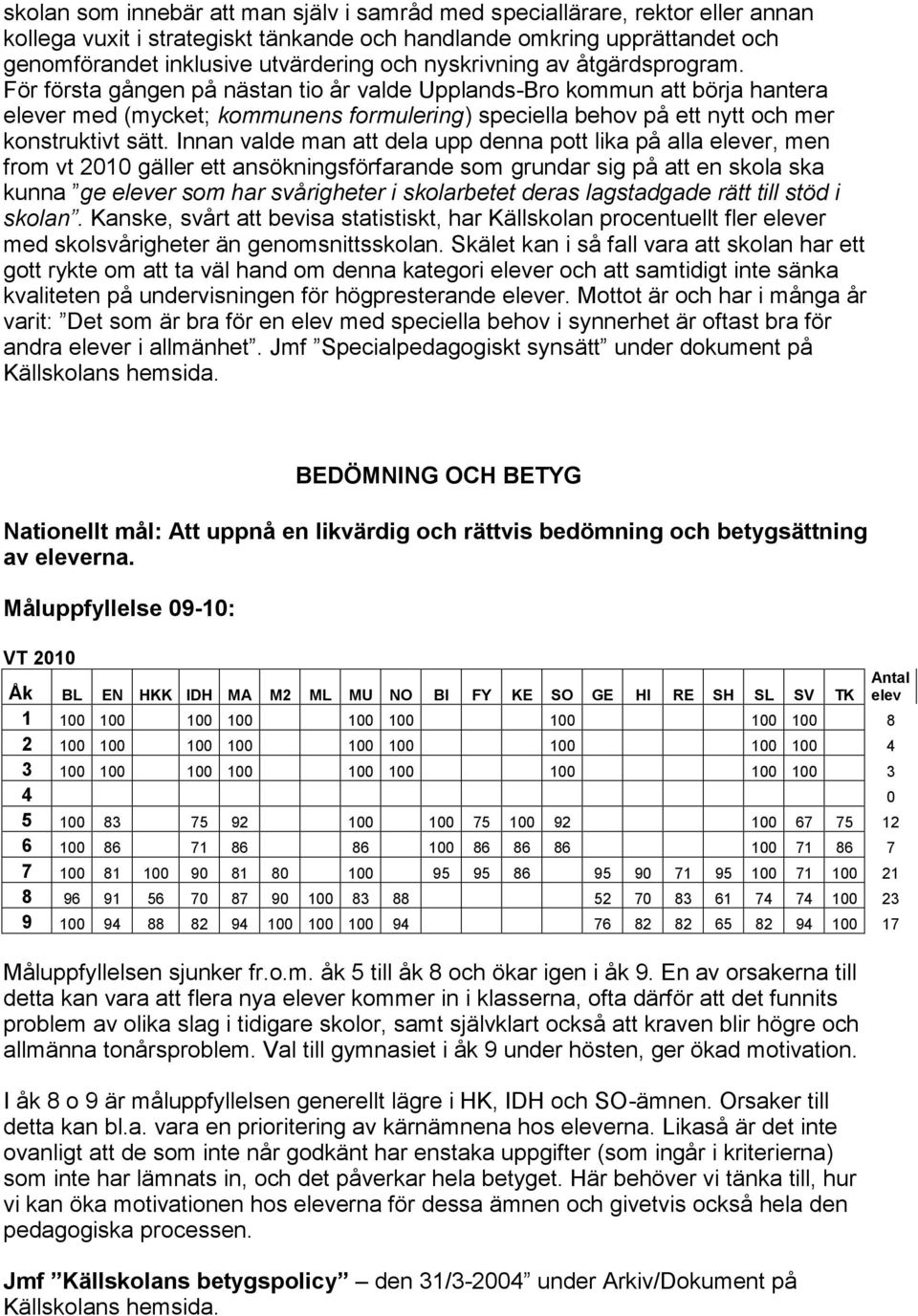 För första gången på nästan tio år valde Upplands-Bro kommun att börja hantera elever med (mycket; kommunens formulering) speciella behov på ett nytt och mer konstruktivt sätt.