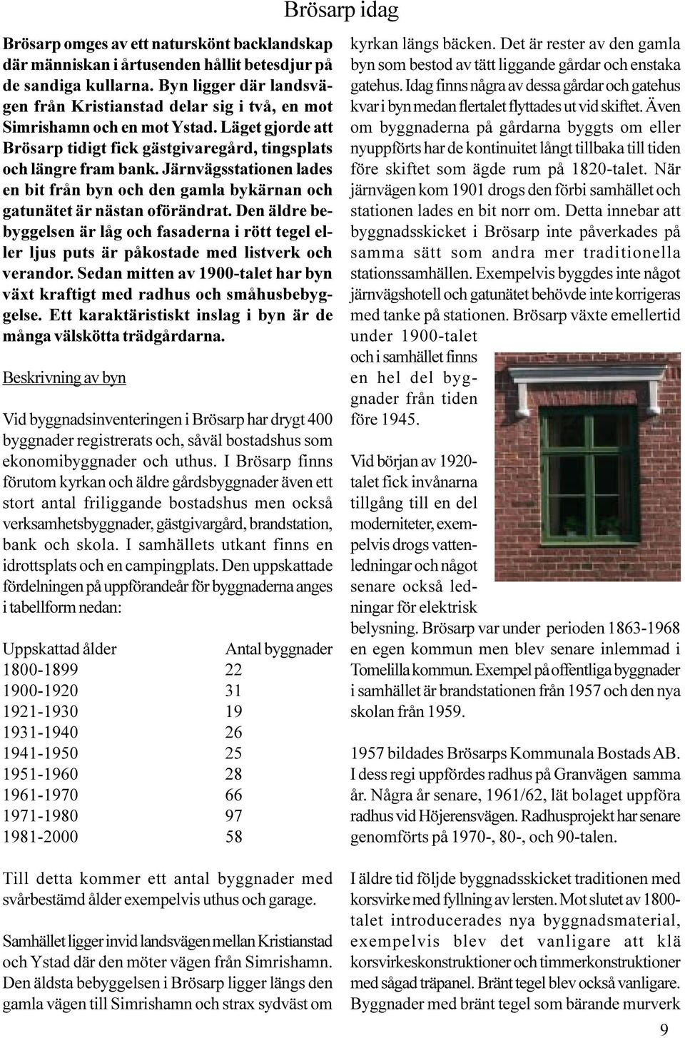 Järnvägsstationen lades en bit från byn och den gamla bykärnan och gatunätet är nästan oförändrat.