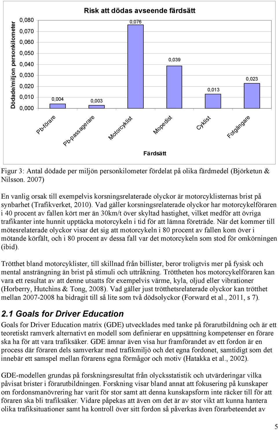 2007) En vanlig orsak till exempelvis korsningsrelaterade olyckor är motorcyklisternas brist på synbarhet (Trafikverket, 2010).