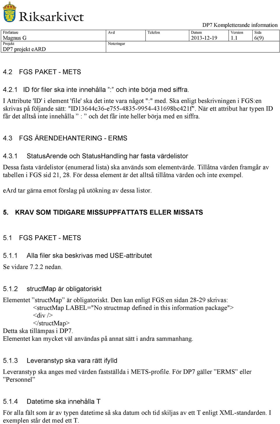 När ett attribut har typen ID får det alltså inte innehålla : och det får inte heller börja med en siffra. 4.3 