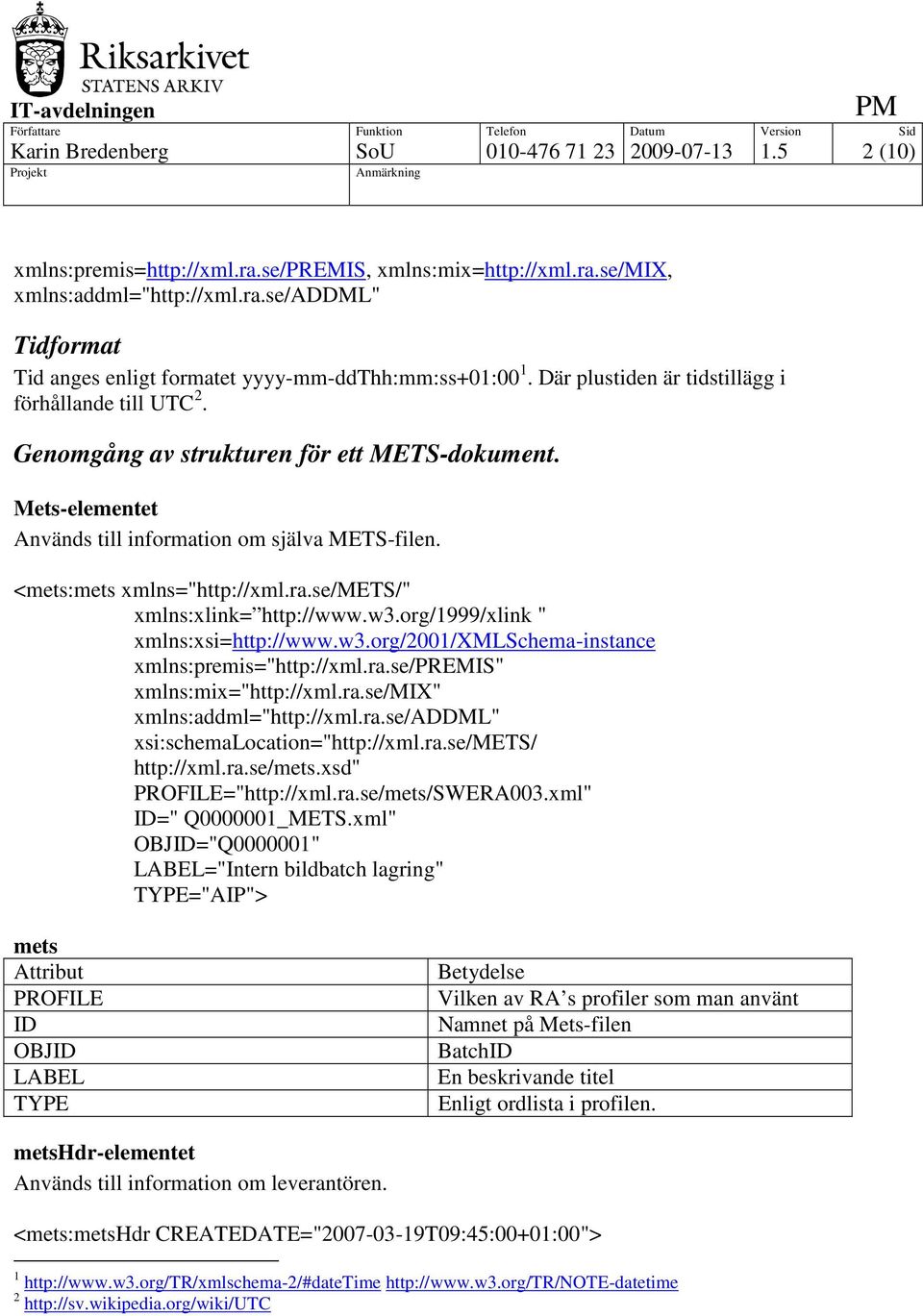 se/mets/" xmlns:xlink= http://www.w3.org/1999/xlink " xmlns:xsi=http://www.w3.org/2001/xmlschema-instance xmlns:premis="http://xml.ra.se/premis" xmlns:mix="http://xml.ra.se/mix" xmlns:addml="http://xml.