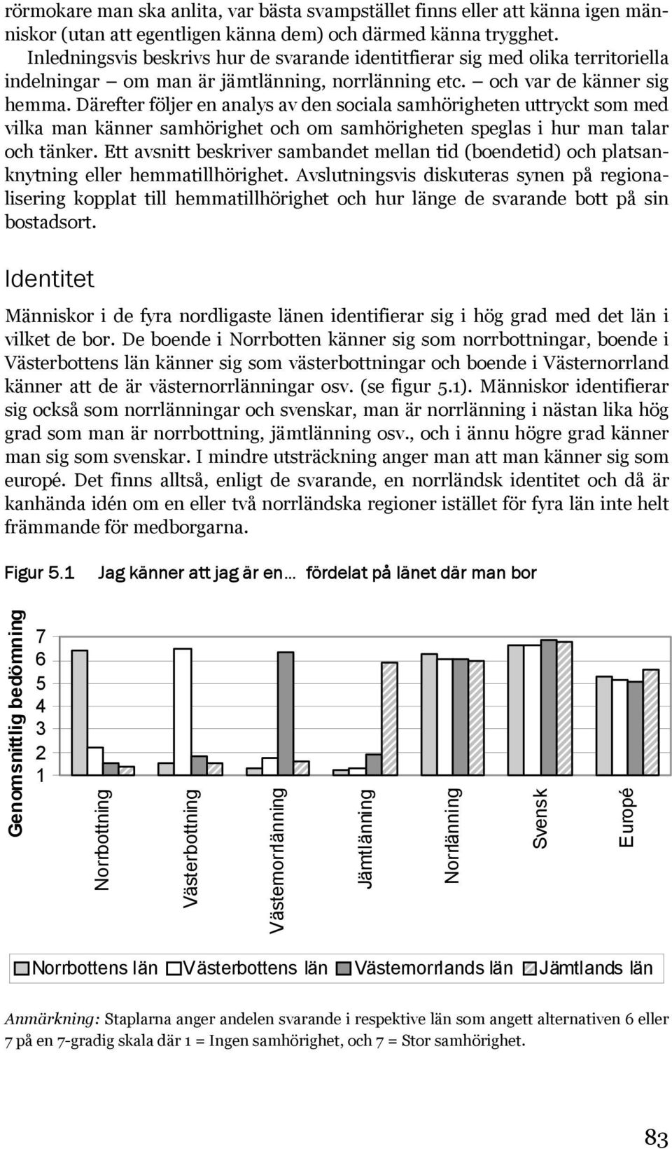 Därefter följer en analys av den sociala samhörigheten uttryckt som med vilka man känner samhörighet och om samhörigheten speglas i hur man talar och tänker.