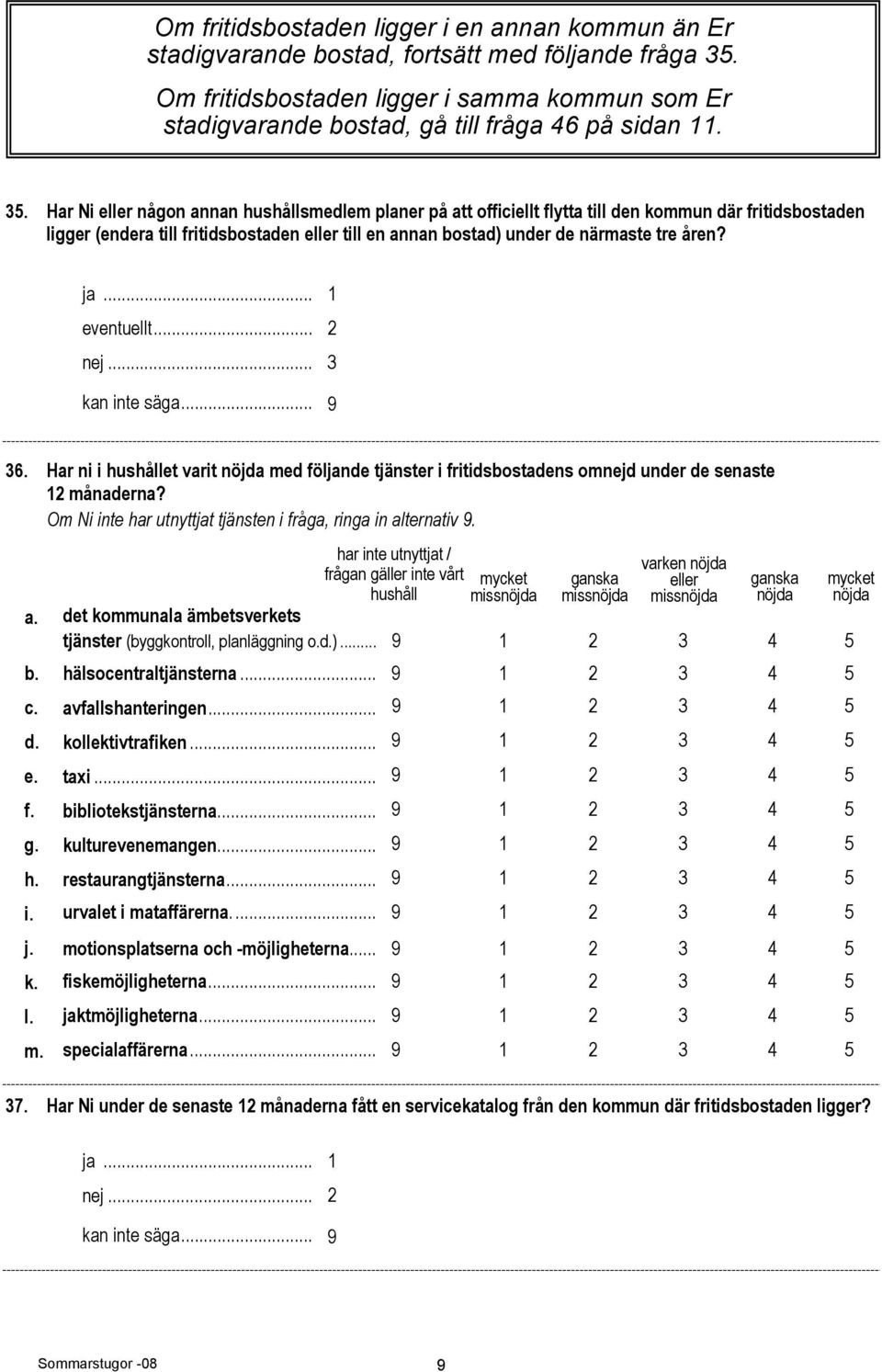 Har Ni eller någon annan hushållsmedlem planer på att officiellt flytta till den kommun där fritidsbostaden ligger (endera till fritidsbostaden eller till en annan bostad) under de närmaste tre åren?