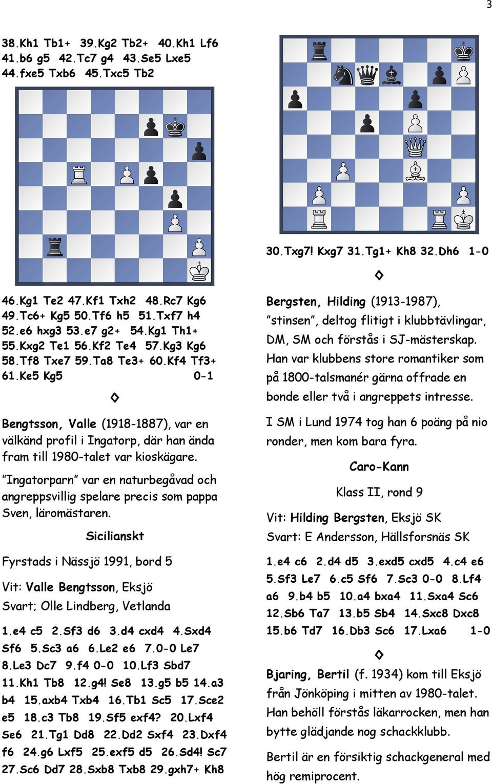 Ke5 Kg5 0-1 Bengtsson, Valle (1918-1887), var en välkänd profil i Ingatorp, där han ända fram till 1980-talet var kioskägare.