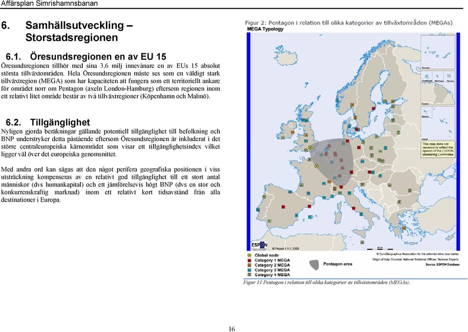 regionen inom ett relativt litet område består av två tillväxtregioner (Köpenhamn och Malmö). 6.2.