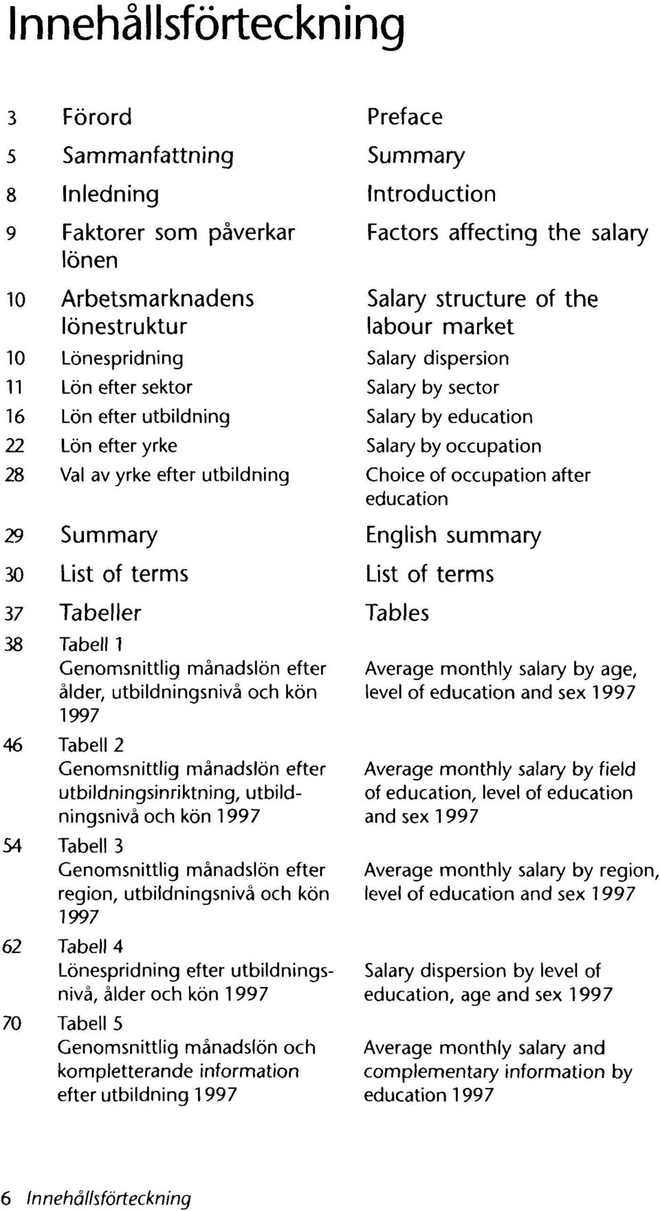 utbildningsinriktning, utbildningsnivå och kön 1997 54 Tabell 3 Genomsnittlig månadslön efter region, utbildningsnivå och kön 1997 62 Tabell 4 Lönespridning efter utbildningsnivå, ålder och kön 1997