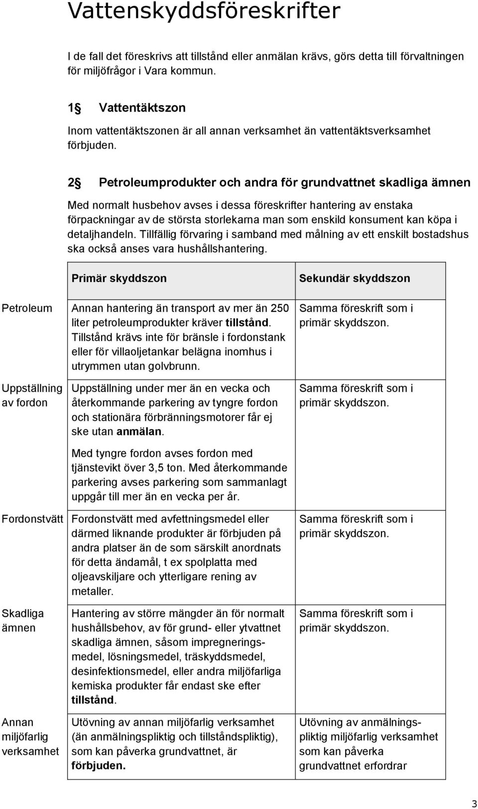 2 Petroleumprodukter och andra för grundvattnet skadliga ämnen Med normalt husbehov avses i dessa föreskrifter hantering av enstaka förpackningar av de största storlekarna man som enskild konsument