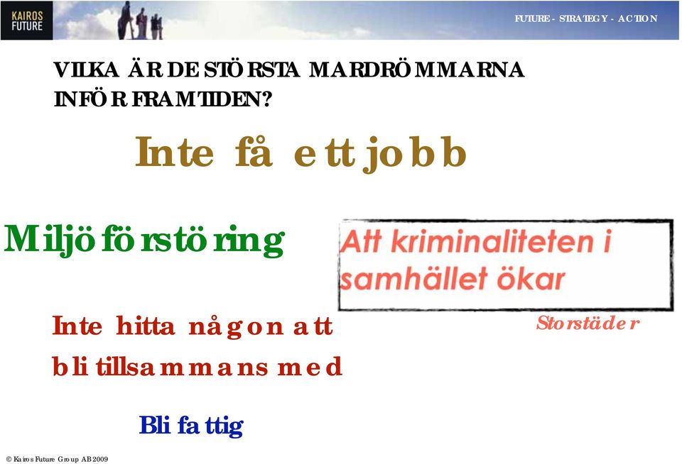 Inte få ett jobb Miljöförstöring Inte hitta någon att Att