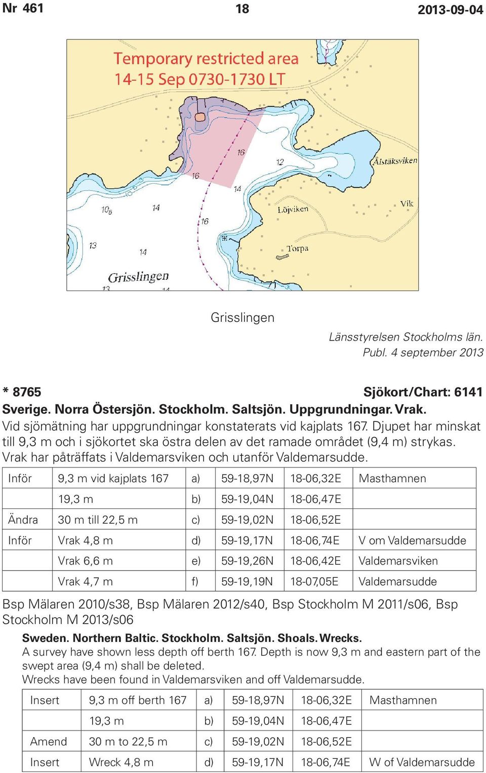 Vrak har påträffats i Valdemarsviken och utanför Valdemarsudde.