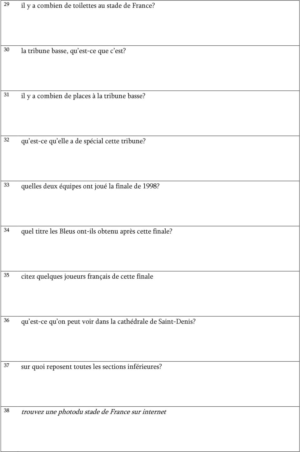 33 quelles deux équipes ont joué la finale de 1998? 34 quel titre les Bleus ont-ils obtenu après cette finale?