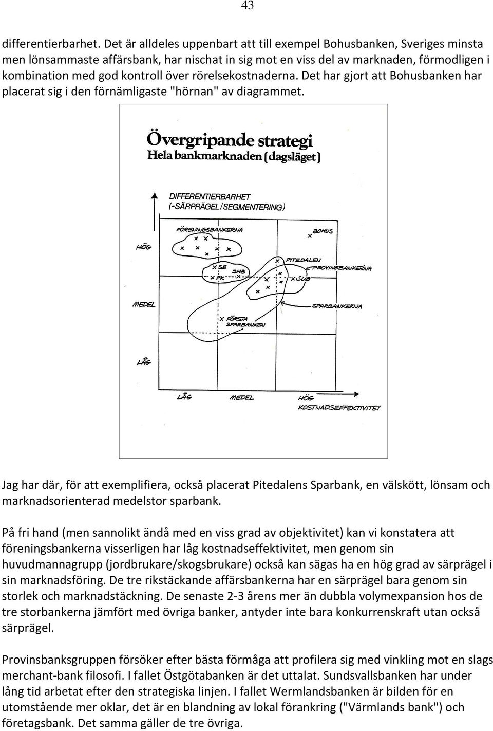 rörelsekostnaderna. Det har gjort att Bohusbanken har placerat sig i den förnämligaste "hörnan" av diagrammet.