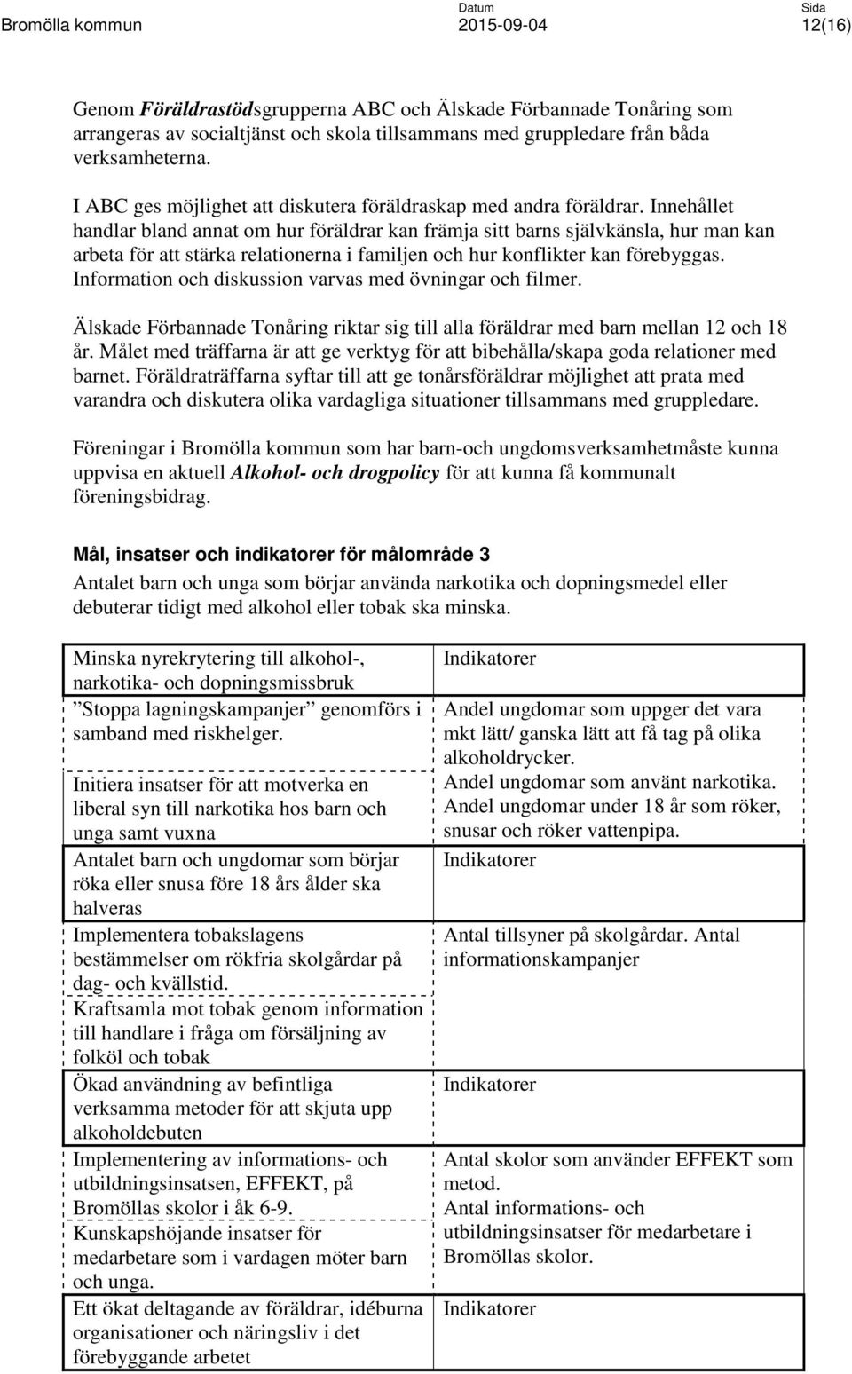 Innehållet handlar bland annat om hur föräldrar kan främja sitt barns självkänsla, hur man kan arbeta för att stärka relationerna i familjen och hur konflikter kan förebyggas.