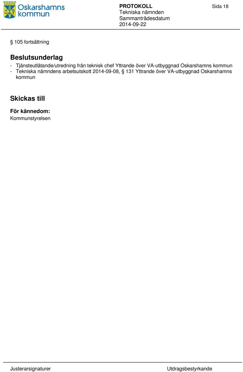 VA-utbyggnad Oskarshamns kommun - s arbetsutskott 2014-09-08, 131