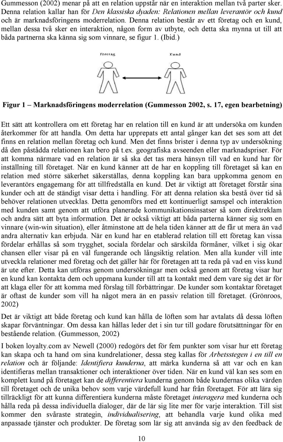 Denna relation består av ett företag och en kund, mellan dessa två sker en interaktion, någon form av utbyte, och detta ska mynna ut till att båda partnerna ska känna sig som vinnare, se figur 1.