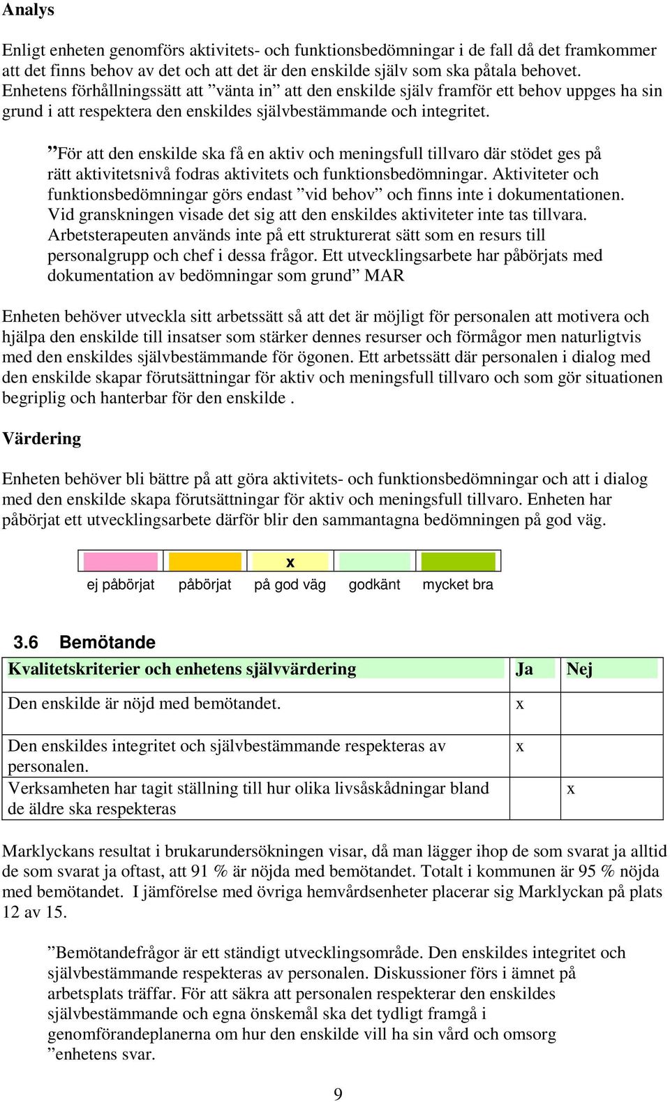 För att den enskilde ska få en aktiv och meningsfull tillvaro där stödet ges på rätt aktivitetsnivå fodras aktivitets och funktionsbedömningar.