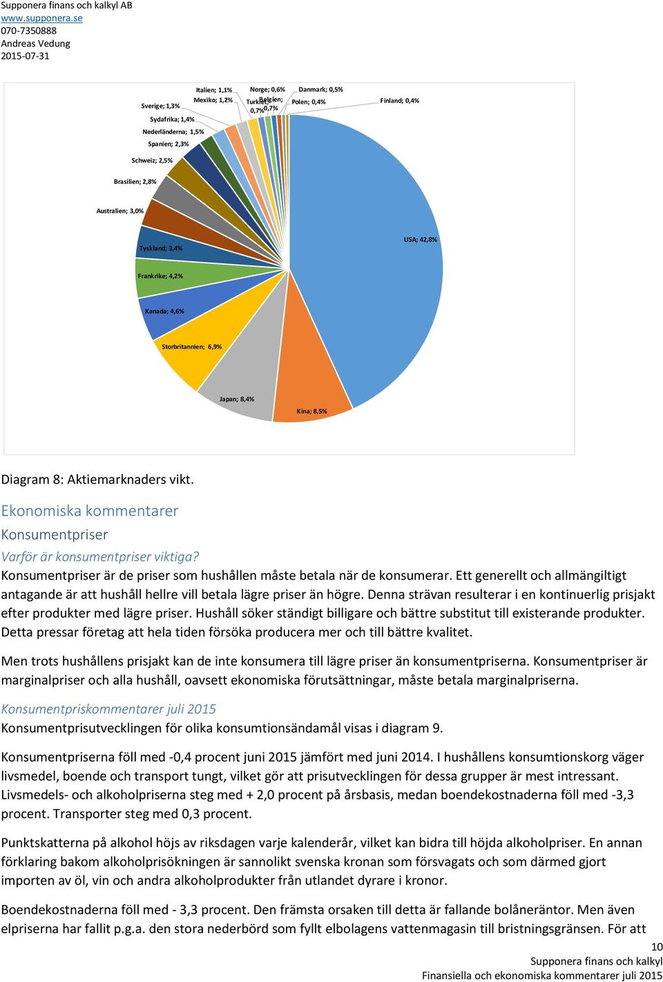 Ekonomiska kommentarer Konsumentpriser Varför är konsumentpriser viktiga? Konsumentpriser är de priser som hushållen måste betala när de konsumerar.