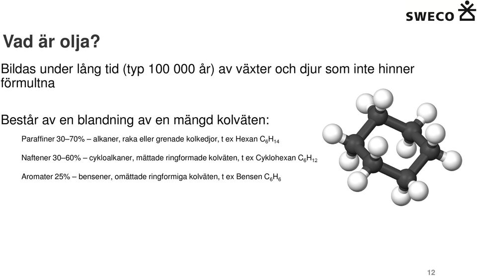 en blandning av en mängd kolväten: Paraffiner 30 70% alkaner, raka eller grenade kolkedjor, t