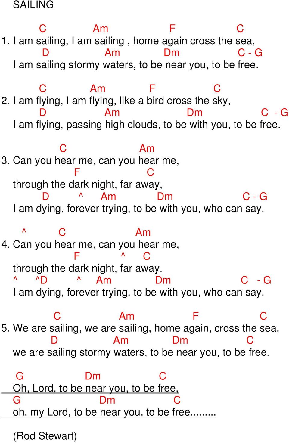 an you hear me, can you hear me, through the dark night, far away, ^ Am m - I am dying, forever trying, to be with you, who can say. ^ Am 4.