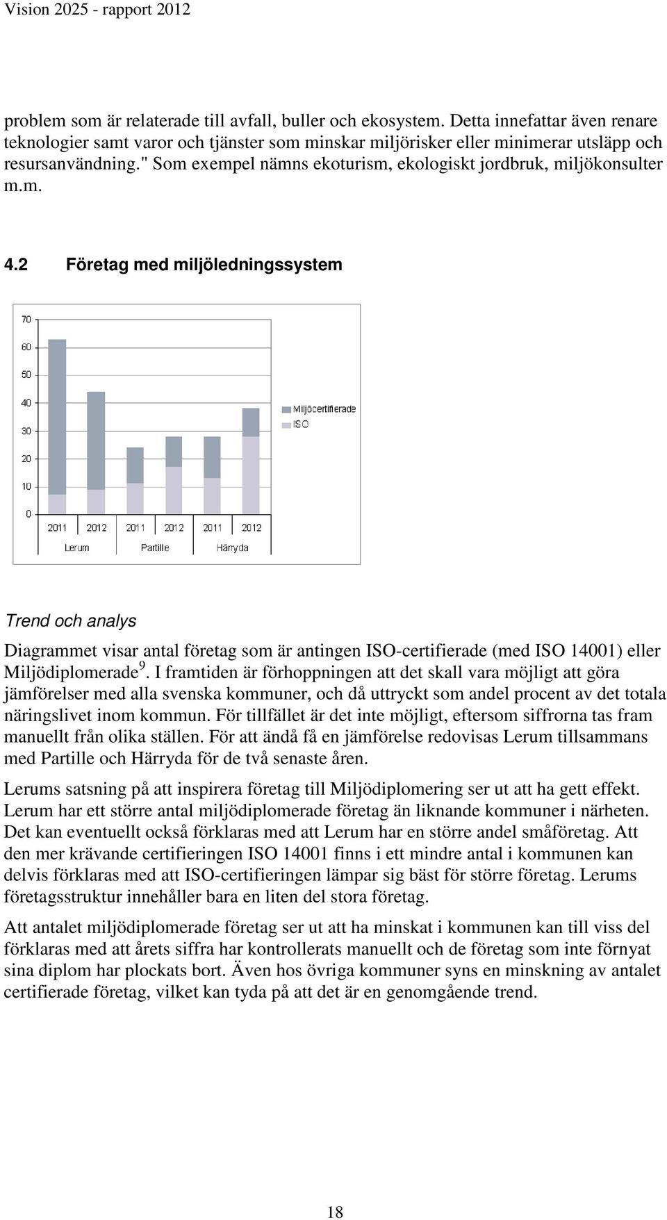 2 Företag med miljöledningssystem Diagrammet visar antal företag som är antingen ISO-certifierade (med ISO 14001) eller Miljödiplomerade 9.