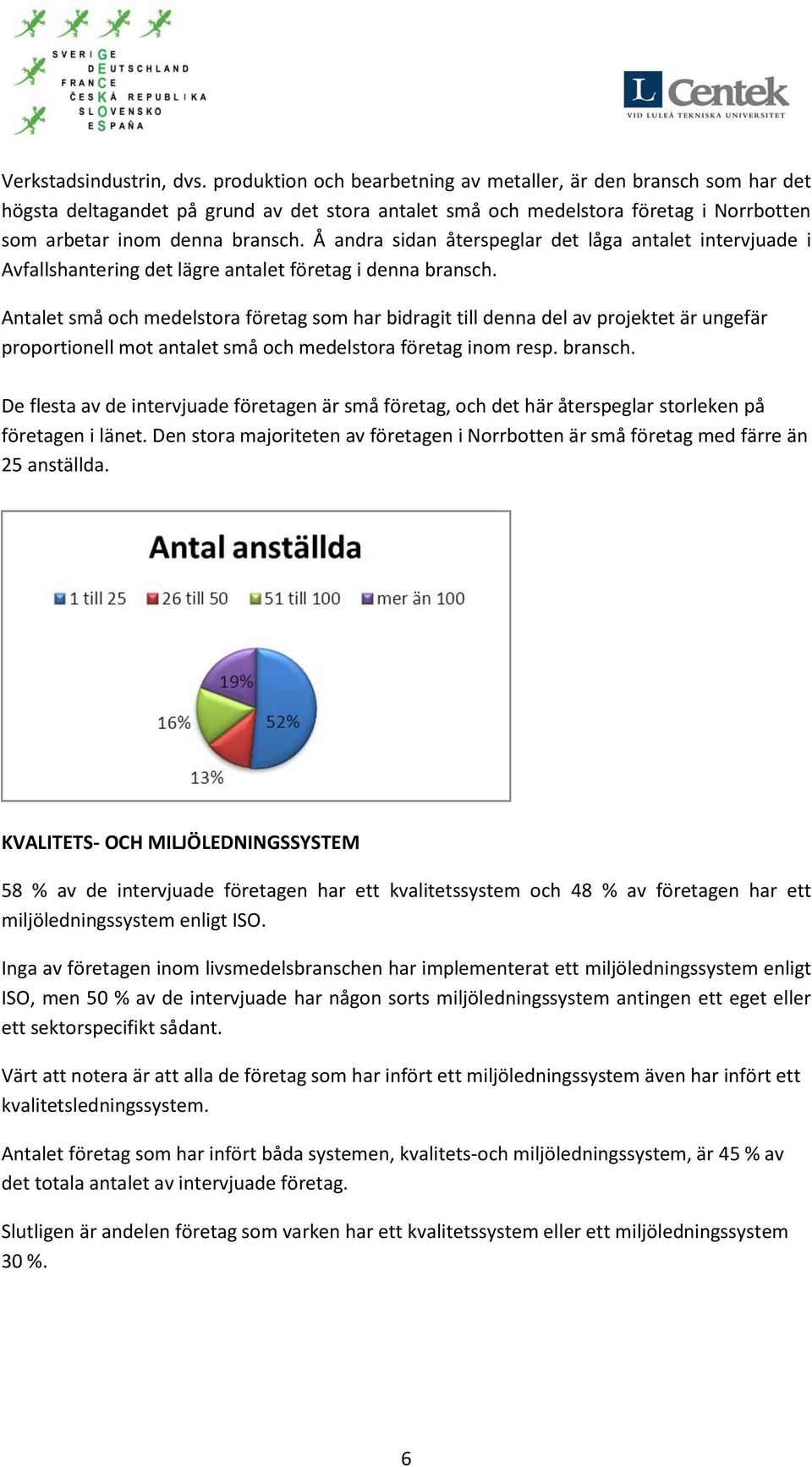 Å andra sidan återspeglar det låga antalet intervjuade i Avfallshantering det lägre antalet företag i denna bransch.