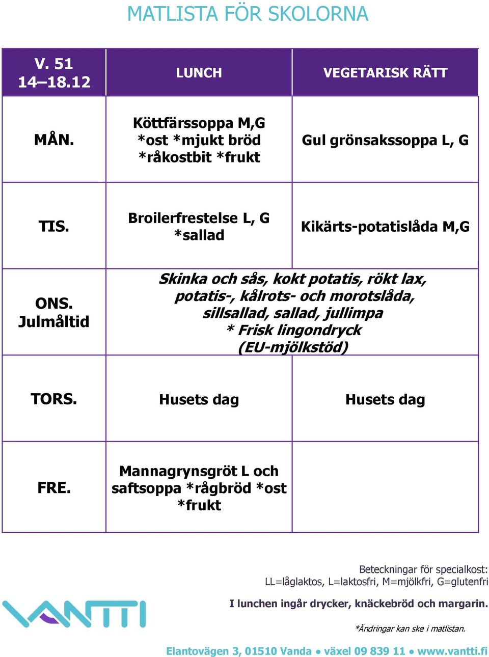 Kikärts-potatislåda M,G Julmåltid Skinka och sås, kokt potatis, rökt lax, potatis-,