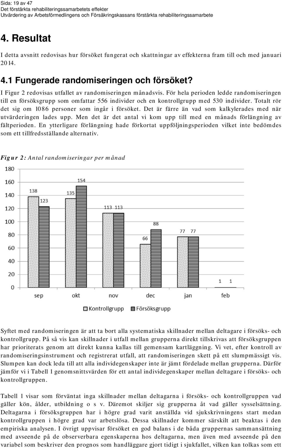 Totalt rör det sig om 1086 personer som ingår i försöket. Det är färre än vad som kalkylerades med när utvärderingen lades upp.