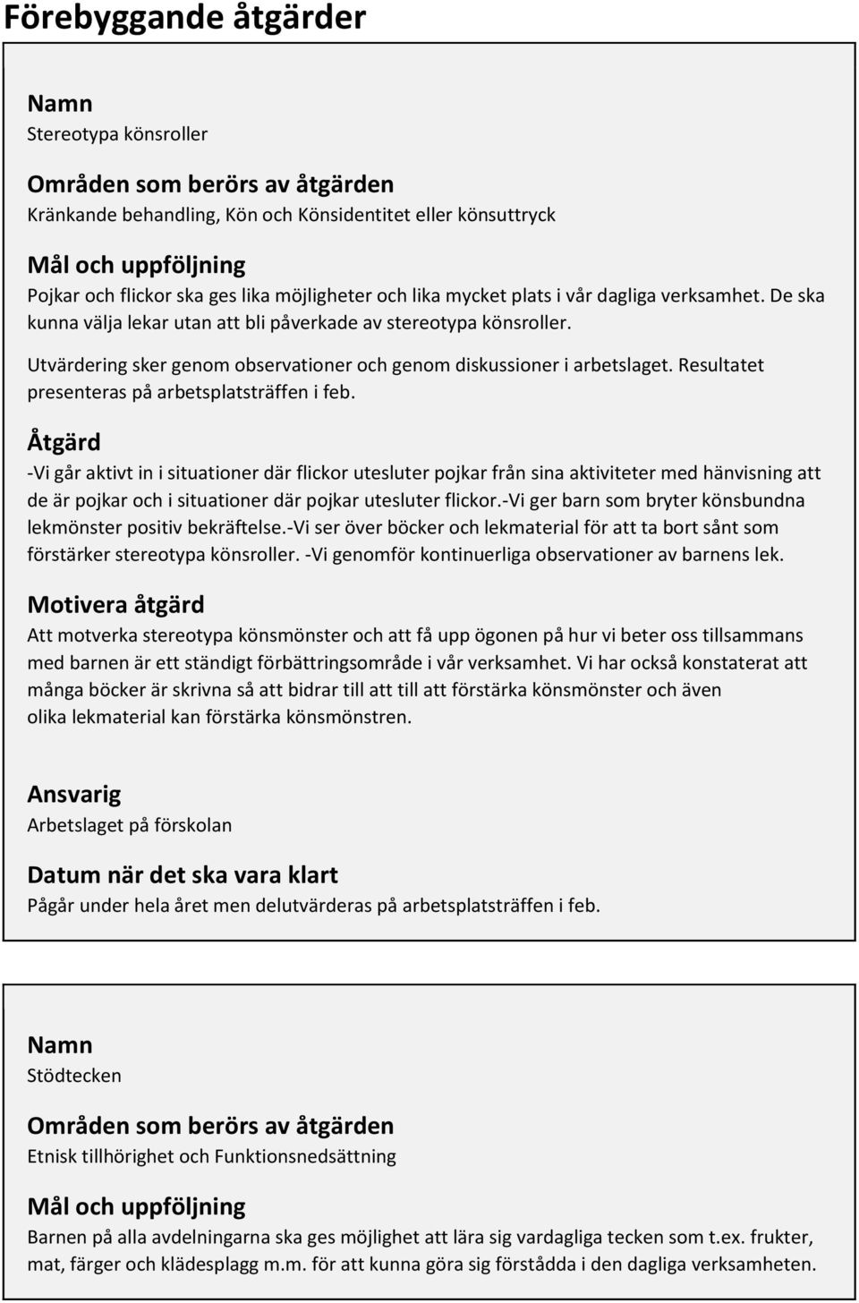 Resultatet presenteras på arbetsplatsträffen i feb.