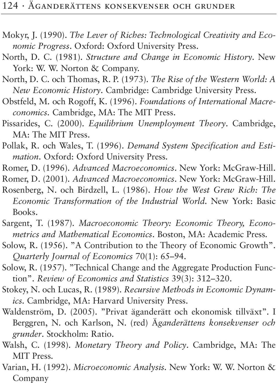 Cambridge: Cambridge University Press. Obstfeld, M. och Rogoff, K. (996). Foundations of International Macreconomics. Cambridge, MA: The MIT Press. Pissarides, C. (2). Equilibrium Unemployment Theory.