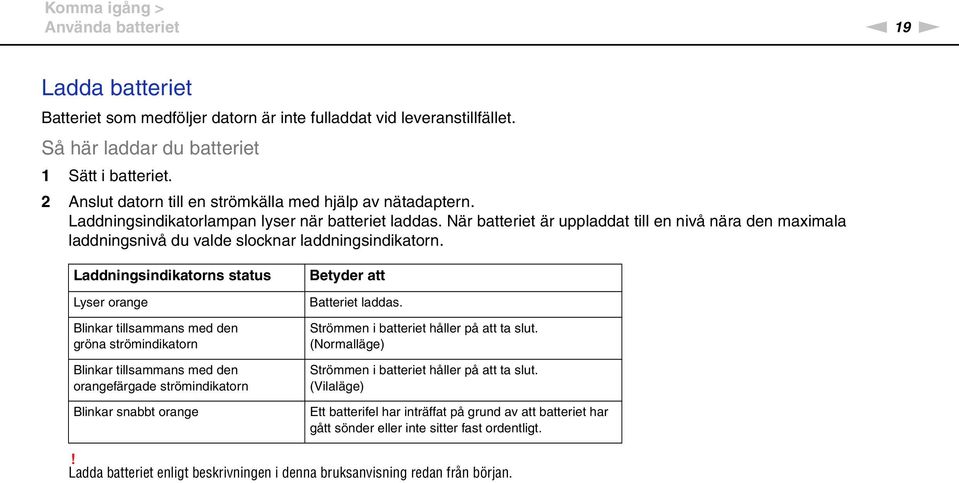 är batteriet är uppladdat till en nivå nära den maximala laddningsnivå du valde slocknar laddningsindikatorn.