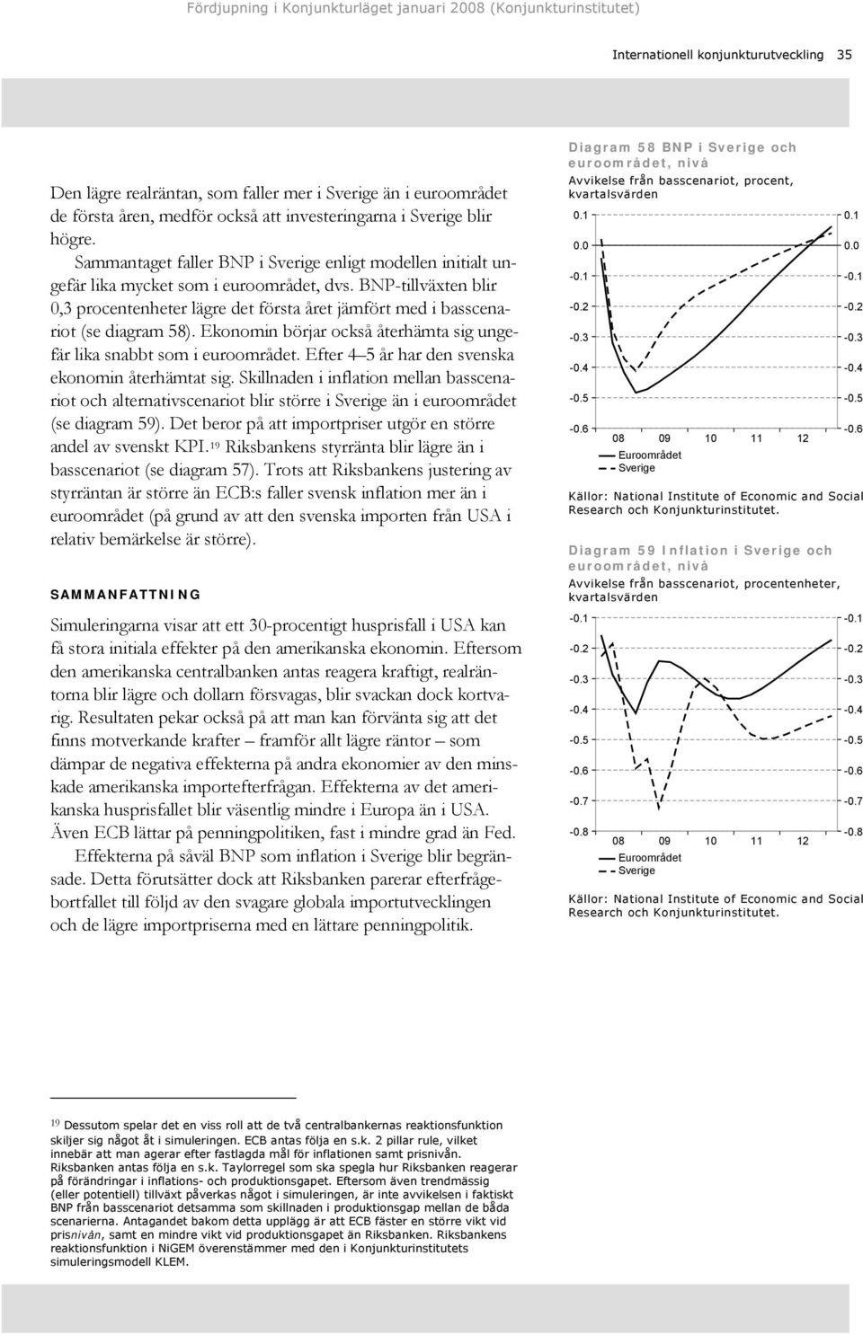 BNP-tillväxten blir,3 procentenheter lägre det första året jämfört med i basscenariot (se diagram 58). Ekonomin börjar också återhämta sig ungefär lika snabbt som i euroområdet.