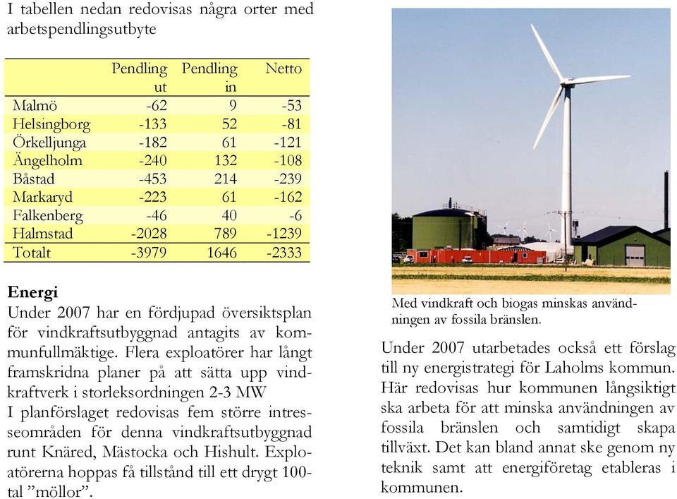 Flera exploatörer har långt framskridna planer på att sätta upp vindkraftverk i storleksordningen 2-3 MW I planförslaget redovisas fem större intresseområden för denna vindkraftsutbyggnad runt