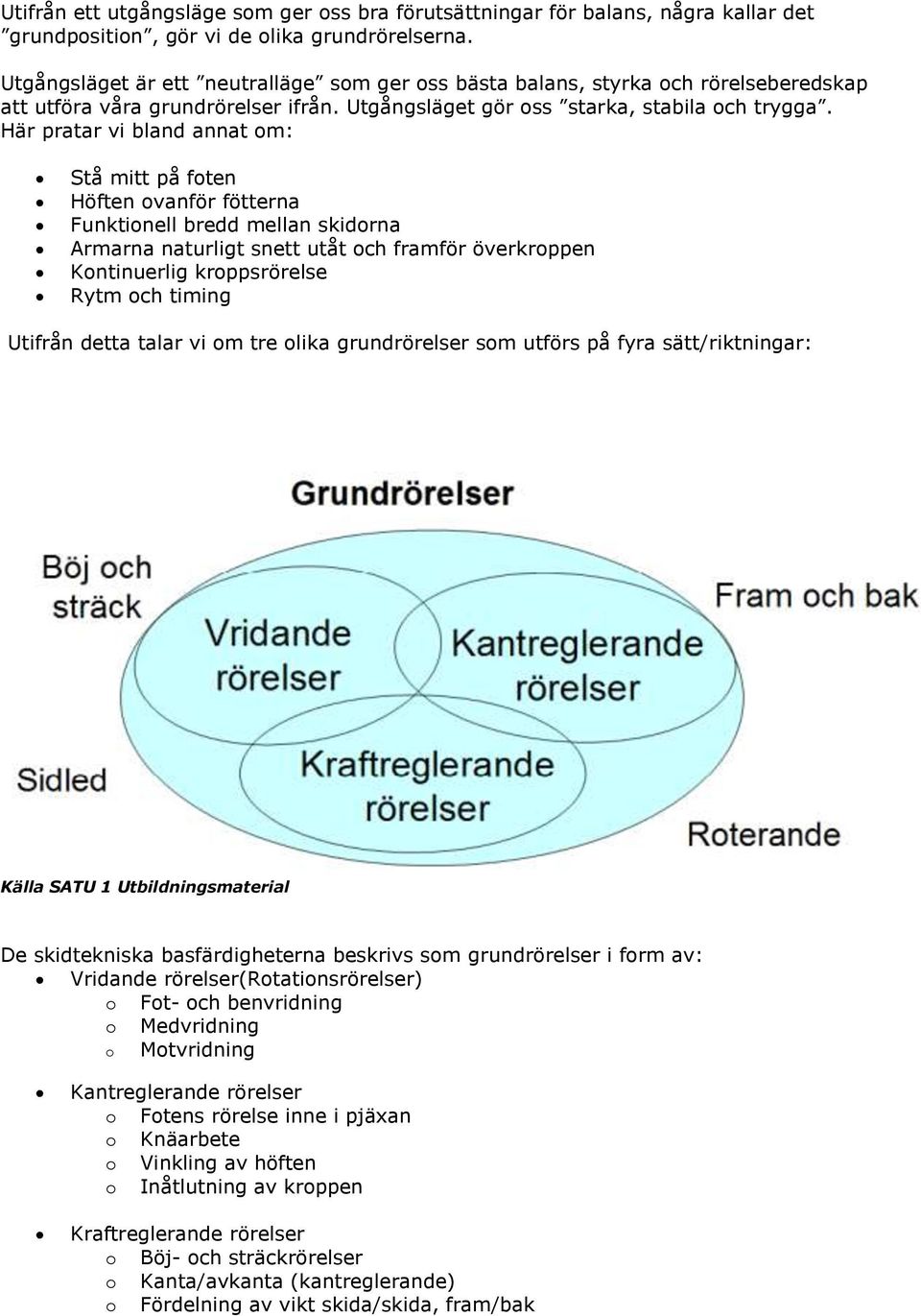 Här pratar vi bland annat om: Stå mitt på foten Höften ovanför fötterna Funktionell bredd mellan skidorna Armarna naturligt snett utåt och framför överkroppen Kontinuerlig kroppsrörelse Rytm och