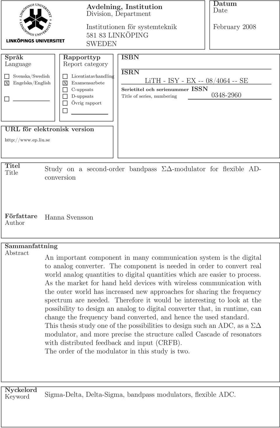 elektronisk version http://www.ep.liu.