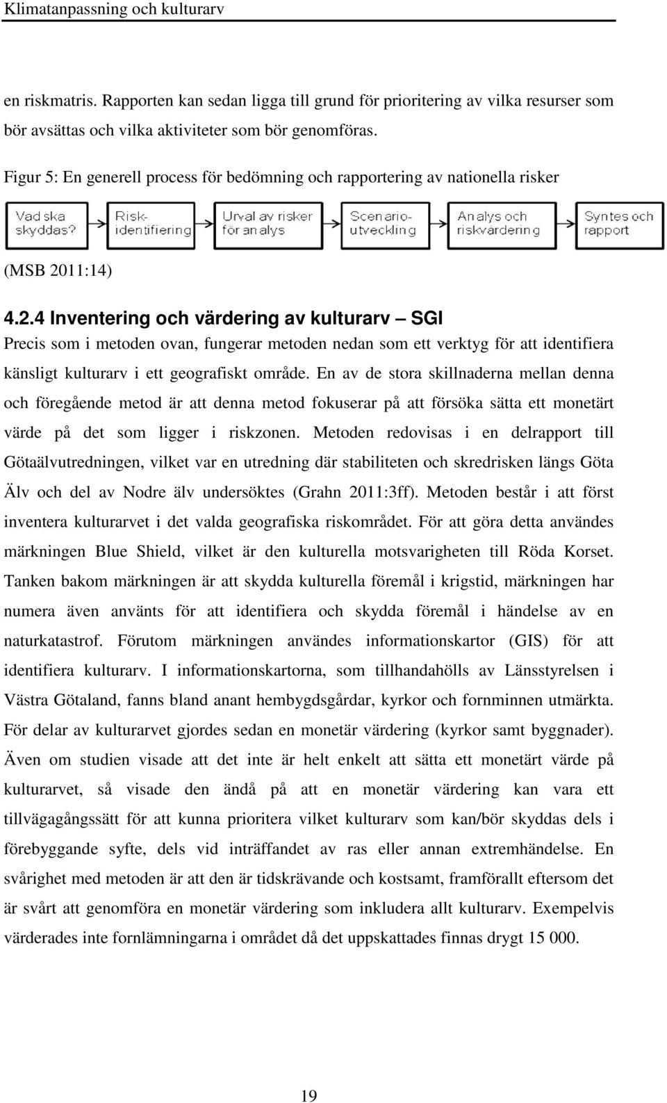 11:14) 4.2.4 Inventering och värdering av kulturarv SGI Precis som i metoden ovan, fungerar metoden nedan som ett verktyg för att identifiera känsligt kulturarv i ett geografiskt område.