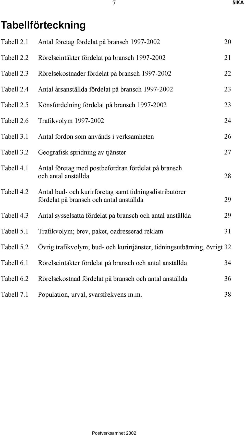 6 Trafikvolym 1997-2002 24 Tabell 3.1 Antal fordon som används i verksamheten 26 Tabell 3.2 Geografisk spridning av tjänster 27 Tabell 4.1 Tabell 4.