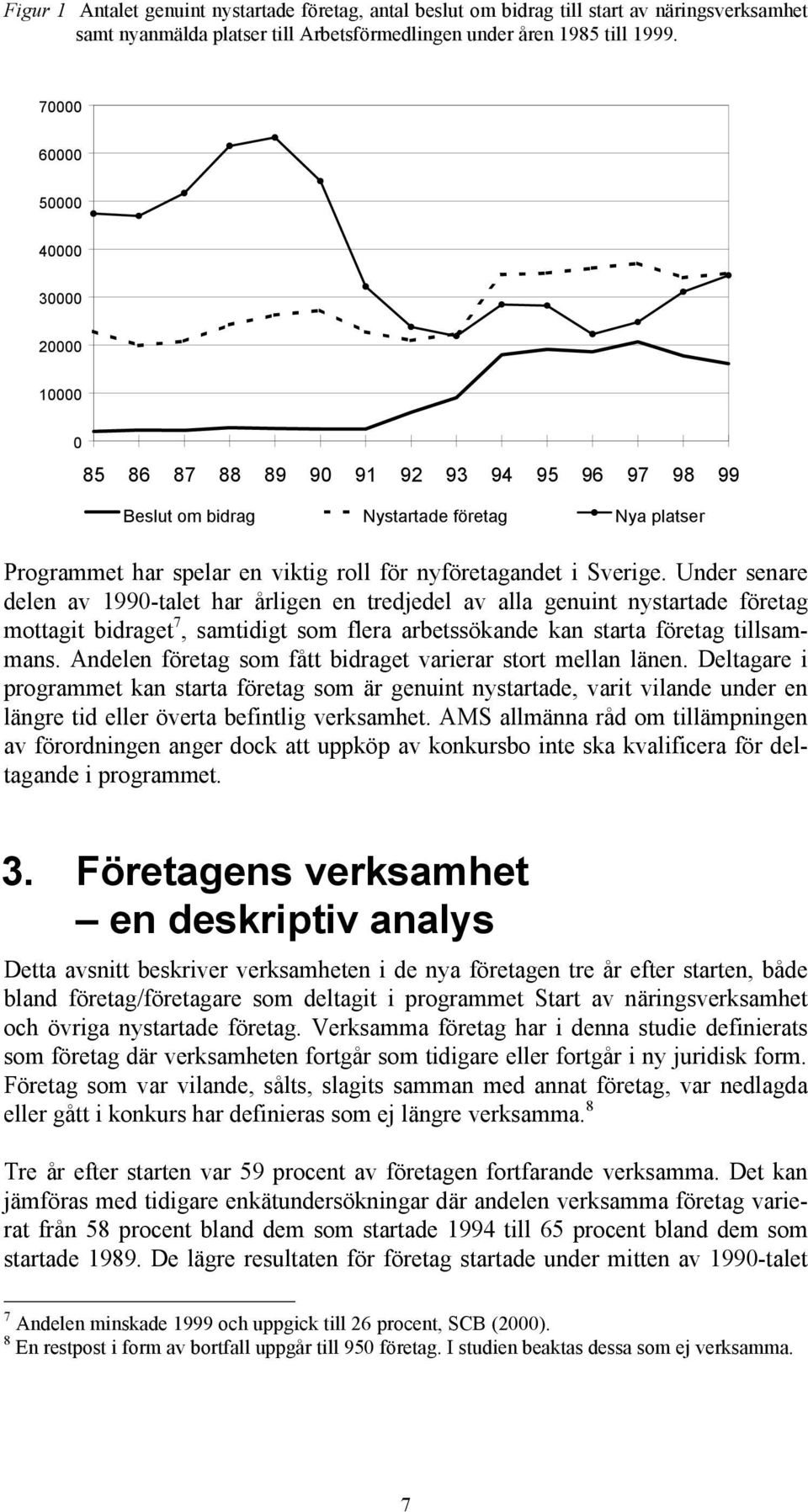 Sverige. Under senare delen av 1990-talet har årligen en tredjedel av alla genuint nystartade företag mottagit bidraget 7, samtidigt som flera arbetssökande kan starta företag tillsammans.