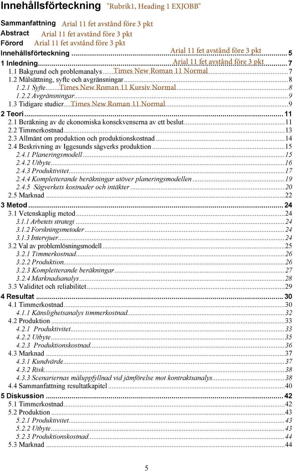 .. Times New Roman 11 Kursiv Normal 8 1.2.2 Avgränsningar... 9 1.3 Tidigare studier... Times New Roman 11 Normal 9 2 Teori... 11 2.1 Beräkning av de ekonomiska konsekvenserna av ett beslut... 11 2.2 Timmerkostnad.